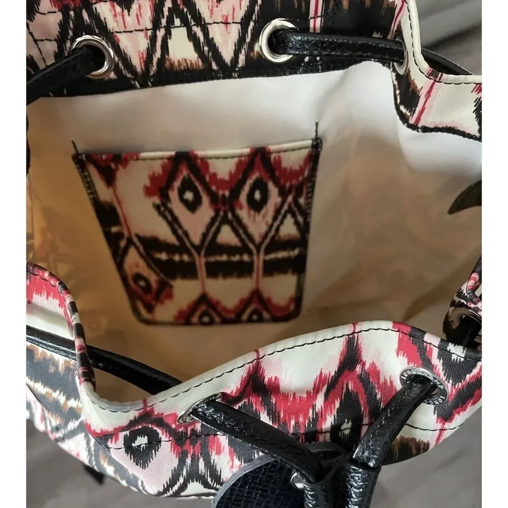 New Longchamp Paris Le Pilage Ivory Ikat Drawstring Backpack